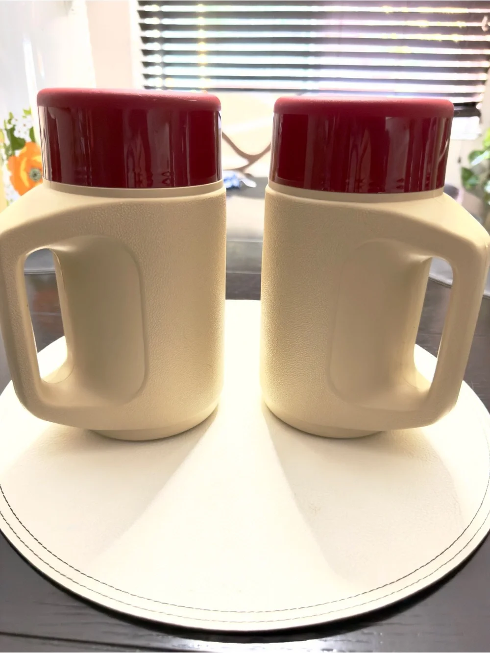1980s Retro Vintage Thermos 4215 Soup/ Coffee Travel Mug Matching set of 2